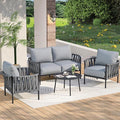 4 Piece Patio Furniture Set, Modern Patio Conversation Set, Outdoor Furniture by COMLAXFIELD