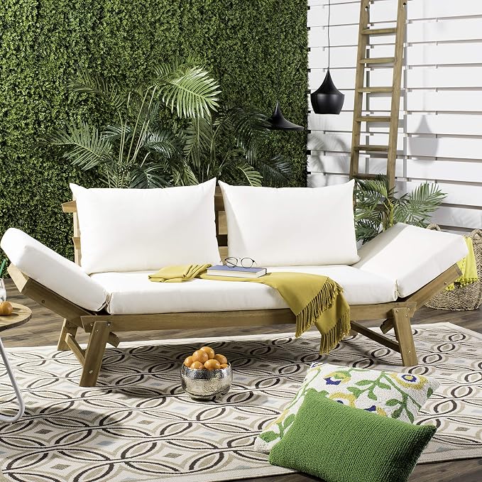 Safavieh PAT6745A Outdoor Collection Tandra Grey Modern Contemporary Daybed Day - Image 2