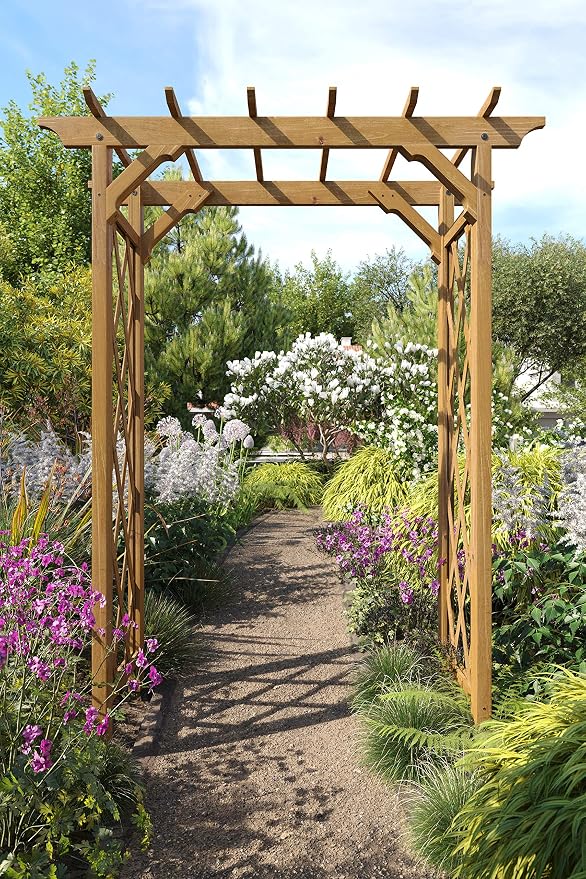 Vita Heartwood Cedar Wood Arbor – 55" x 88" Golden Brown Garden Arch, Durable by Vita