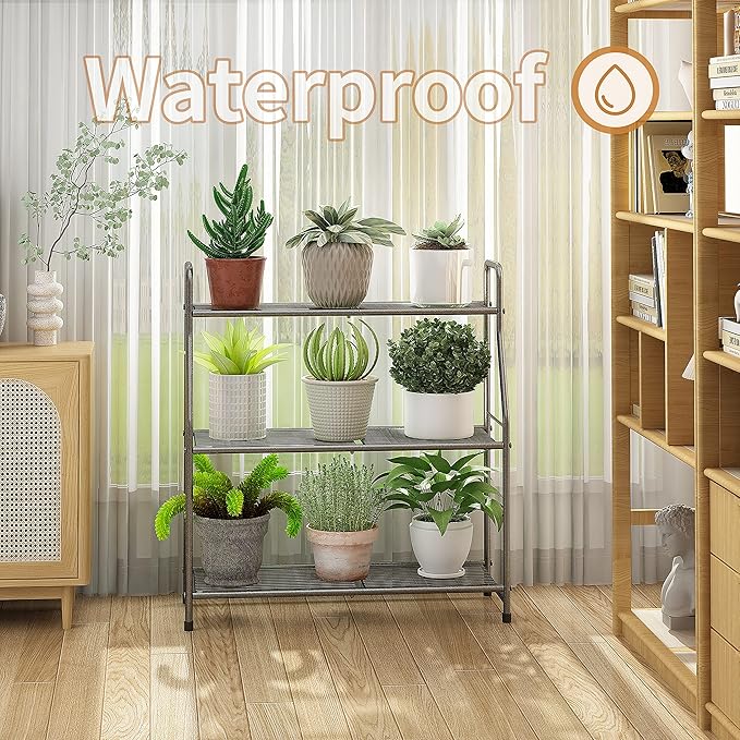 Simple Trending Plant Stand Outdoor Indoor 3 Tier Metal Waterproof Plant Shelf - Image 4