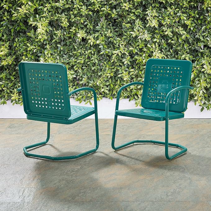 Crosley Furniture Bates 2-Piece Outdoor Chair Set, Retro Metal Patio Chairs - Image 8
