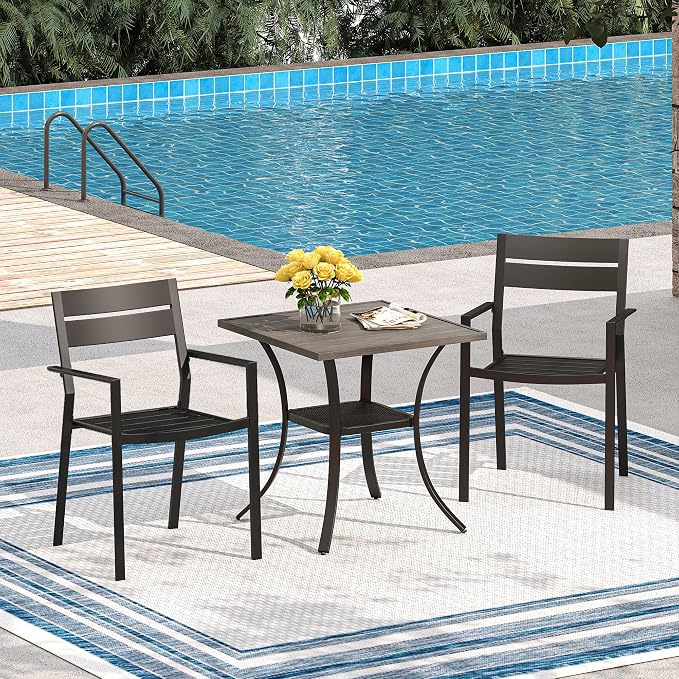 VICLLAX Small Patio Dining Table, No Umbrella Hole, Antique Grey Tabletop - Image 2