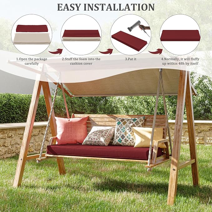 Premium Outdoor Bench Cushions for Patio Furniture 3.5inches Memory Foam Bench - Image 7
