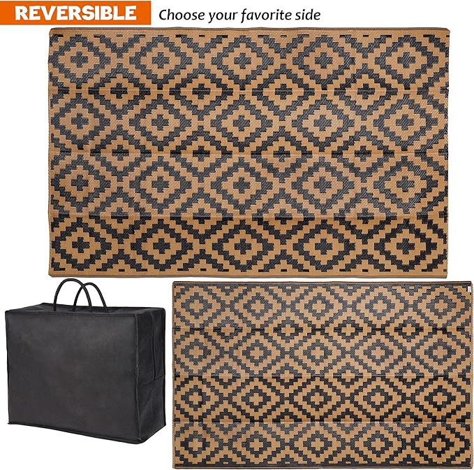 SAND MINE Reversible Mats, Plastic Straw Rug, Modern Area Rug, Large Floor Mat - Image 4