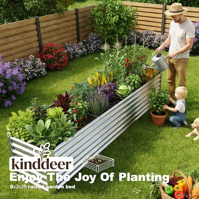 8x2x2ft Raised Garden Bed Kit, Galvanized Planter Garden Boxes Outdoor - Image 4