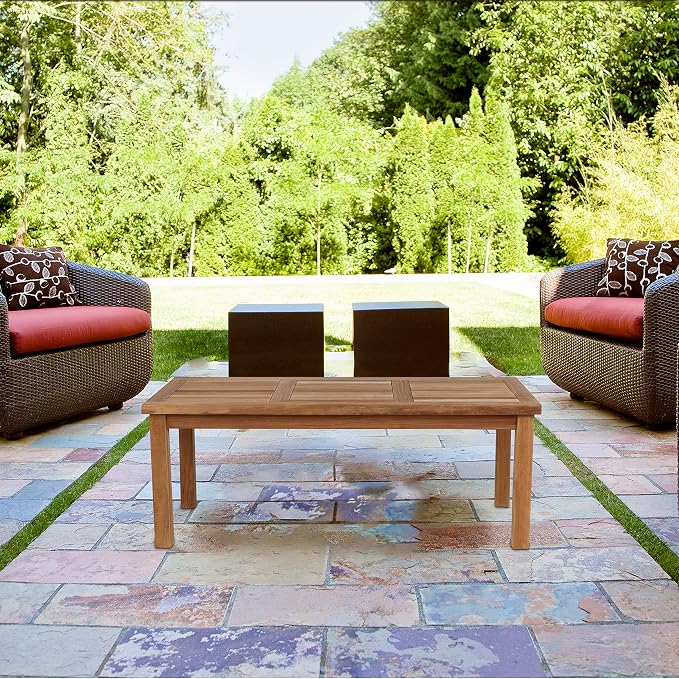 Teak Outdoor Coffee Table, Premium Grade A Teak Wood Patio Furniture - Image 2