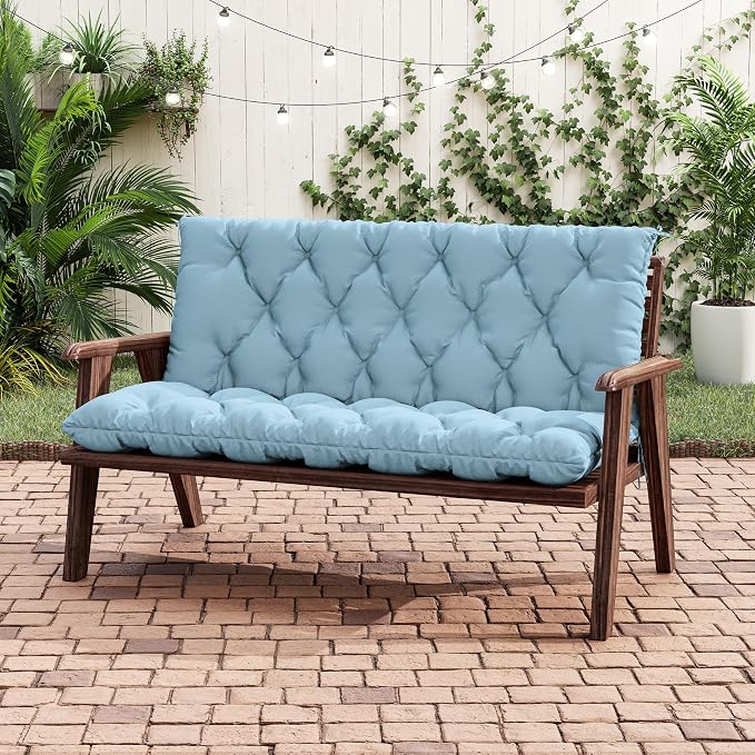Porch Swing Cushion with Backrest 2-3 Seater Outdoor Bench Cushions Waterproof - Image 5