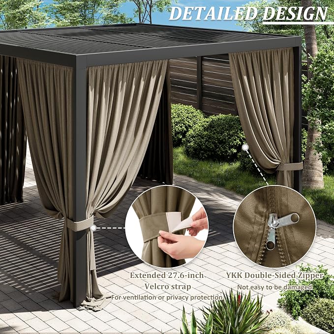 Gazebo Universal Replacement Privacy Curtain, 4-Panels Sidewall Curtains - Image 4