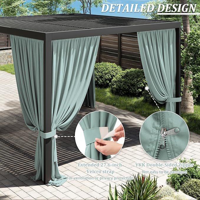 Gazebo Universal Replacement Privacy Curtain, 4-Panels Sidewall Curtains - Image 4