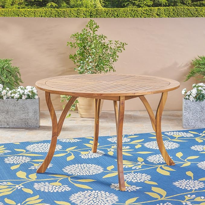 Christopher Knight Home Adn Outdoor 47" Round Acacia Wood Dining Table - Image 4