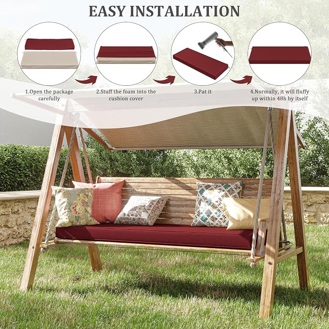 Premium Outdoor Bench Cushions for Patio Furniture 3.5inches Memory Foam Bench - Image 7