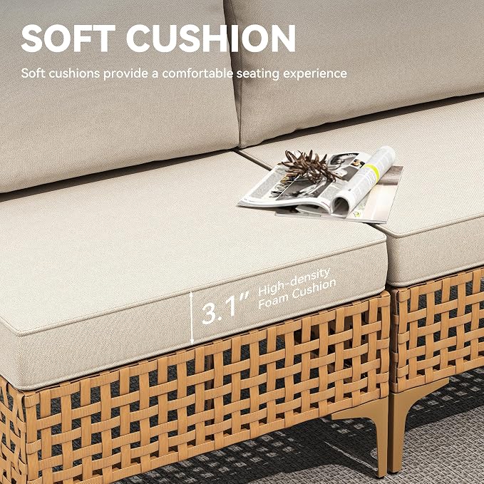 YITAHOME Wicker Patio Furniture Set 3 Pieces Outdoor Sectional Sofa - Image 7