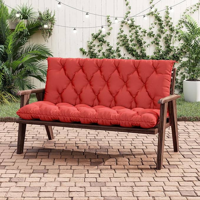 Porch Swing Cushion with Backrest 2-3 Seater Outdoor Bench Cushions Waterproof - Image 5