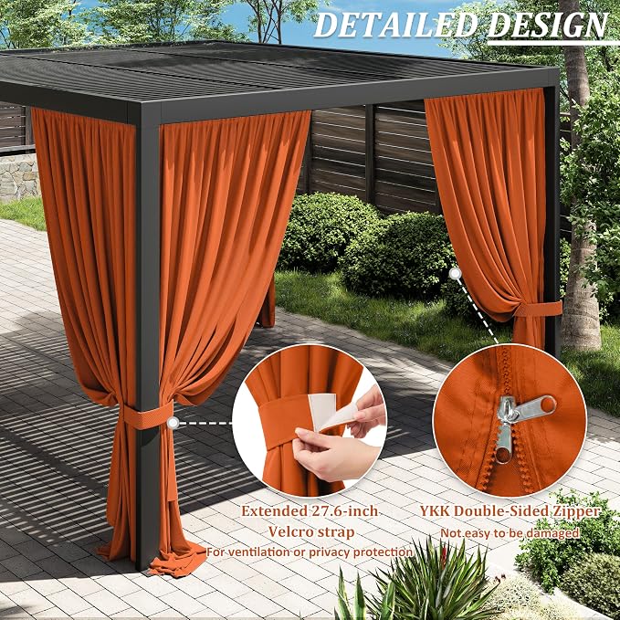 Gazebo Universal Replacement Privacy Curtain, 4-Panels Sidewall Curtains - Image 4