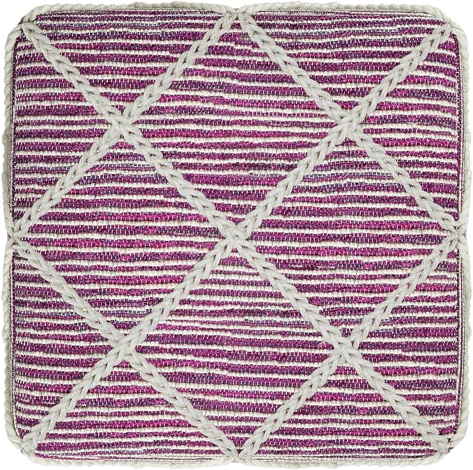 SIMPLIHOME Cowan Contemporary Square Pouf in Magenta and Natural Handloom Woven - Image 7