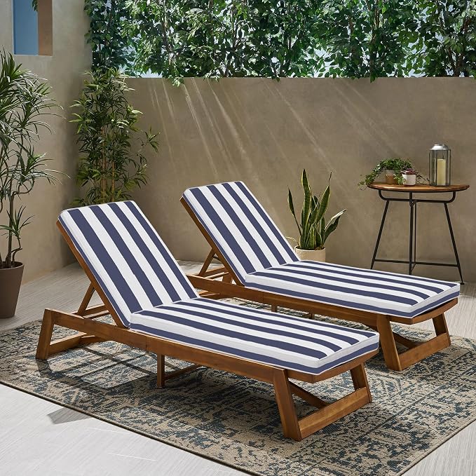 Outdoor Chaise Lounge Chair Cushions 2 Pack, Thick Waterproof Patio Pool Lounge - Image 2