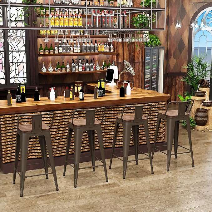 Changjie Furniture 26 Inch Bar Stools Set of 4 Industrial Metal Barstools - Image 7