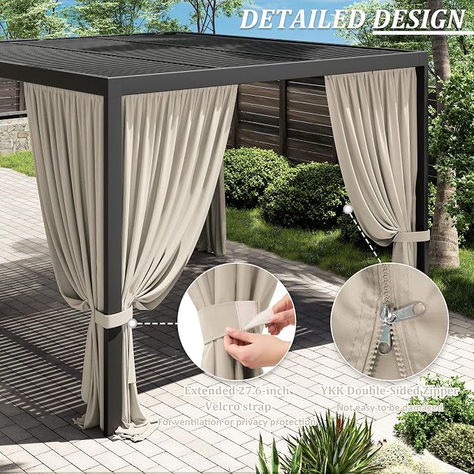 Gazebo Universal Replacement Privacy Curtain, 4-Panels Sidewall Curtains - Image 4