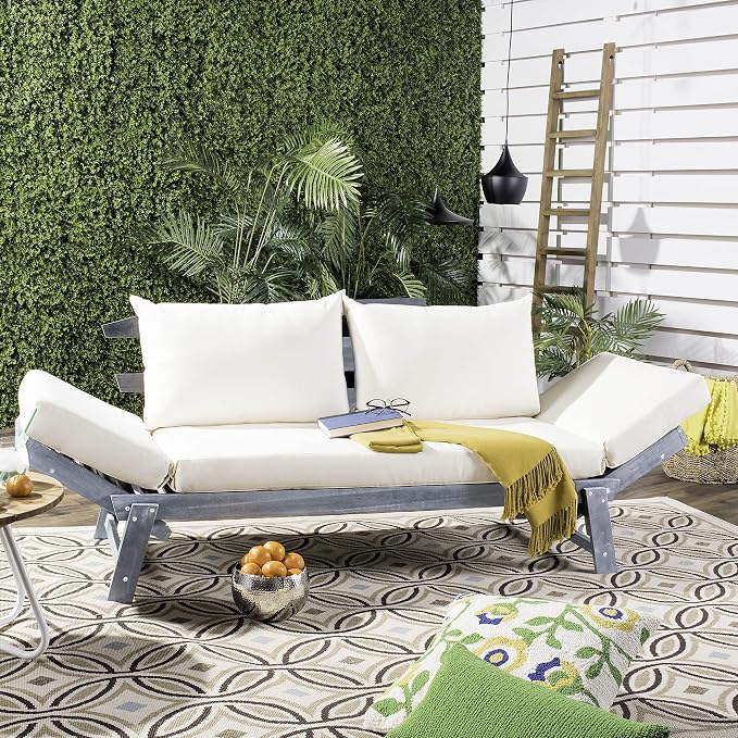 Safavieh PAT6745A Outdoor Collection Tandra Grey Modern Contemporary Daybed Day - Image 2