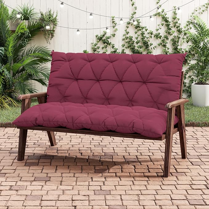 Porch Swing Cushion with Backrest 2-3 Seater Outdoor Bench Cushions Waterproof - Image 5