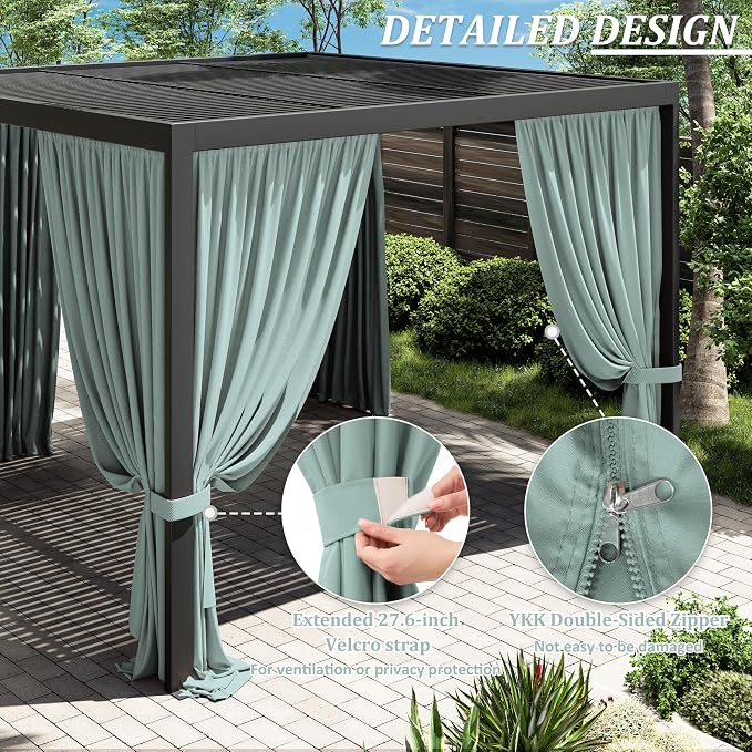 Gazebo Universal Replacement Privacy Curtain, 4-Panels Sidewall Curtains - Image 4