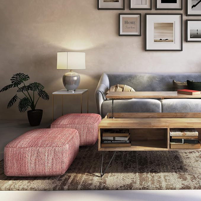 SIMPLIHOME Nate Square Pouf - Image 2