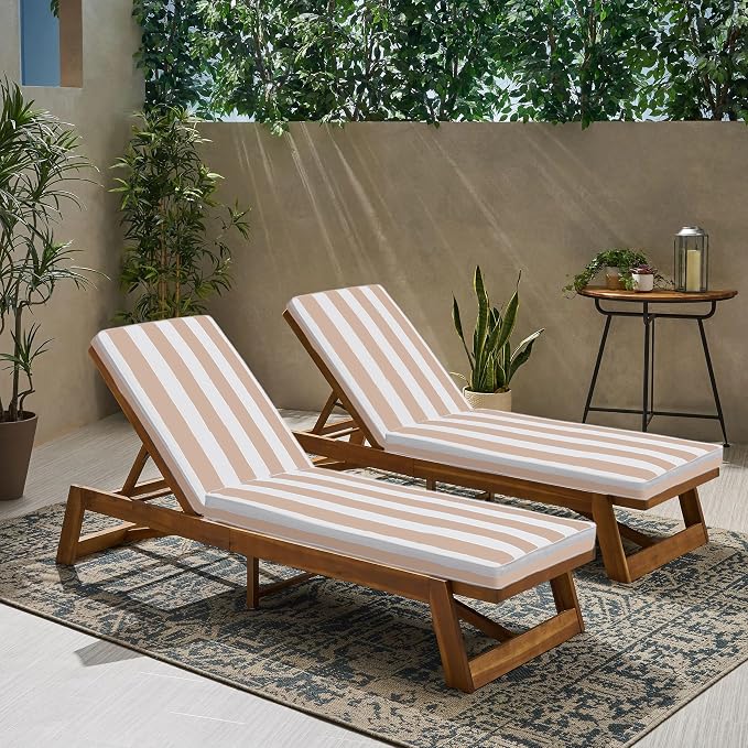 Outdoor Chaise Lounge Chair Cushions 2 Pack, Thick Waterproof Patio Pool Lounge - Image 6
