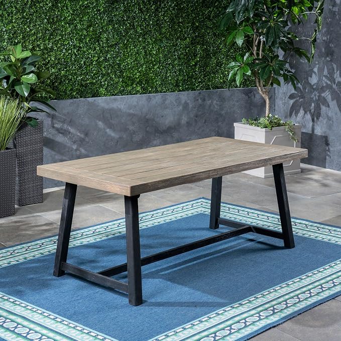 Christopher Knight Home Toby Outdoor Acacia Wood Dining Table, Sandblast Gray - Image 4
