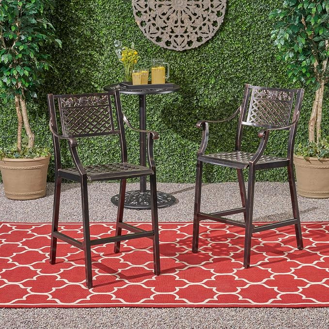 Christopher Knight Home Athena Outdoor 29" Aluminum Barstool, Copper Finish - Image 2