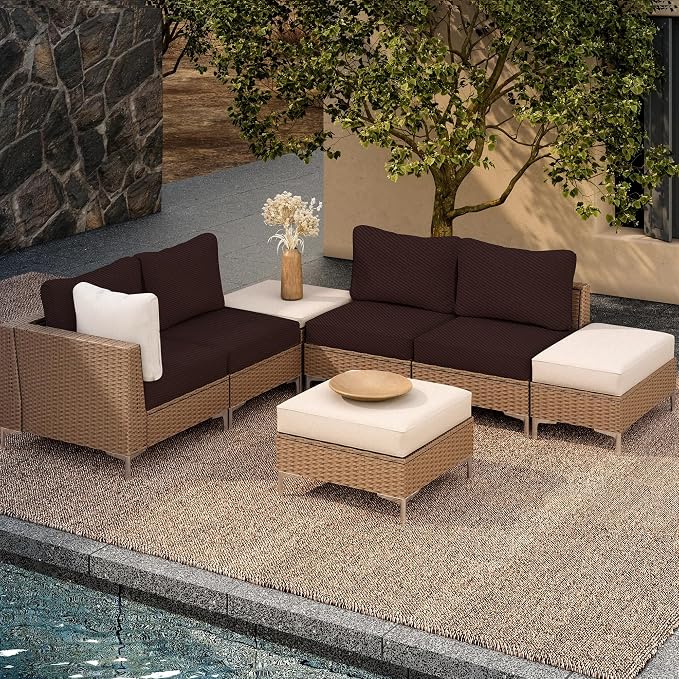 8Pcs Outdoor Cushion Covers, Patio Cushion Covers, Stretch Elastic Slipcovers - Image 5