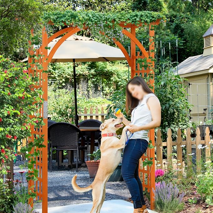 Yaheetech Horticulture Garden Arches 7FT Wood Backdrop Stand Wooden Trellis - Image 8