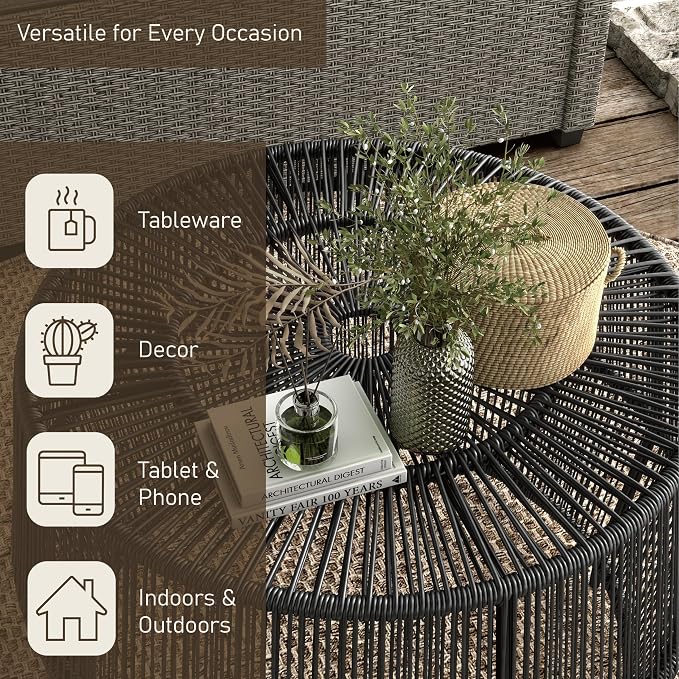 Furniture of America Ysar Boho Rattan Round Coffee Table Outdoor - Image 8