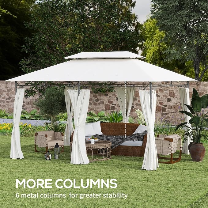 Outsunny 10' x 13' Patio Gazebo, Double Roof Outdoor Gazebo Canopy Shelter - Image 4