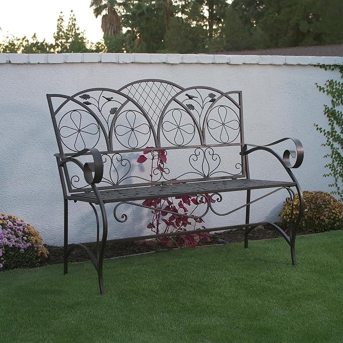 Alpine Corporation 45" Long Outdoor Metal Classic Bench - Image 2