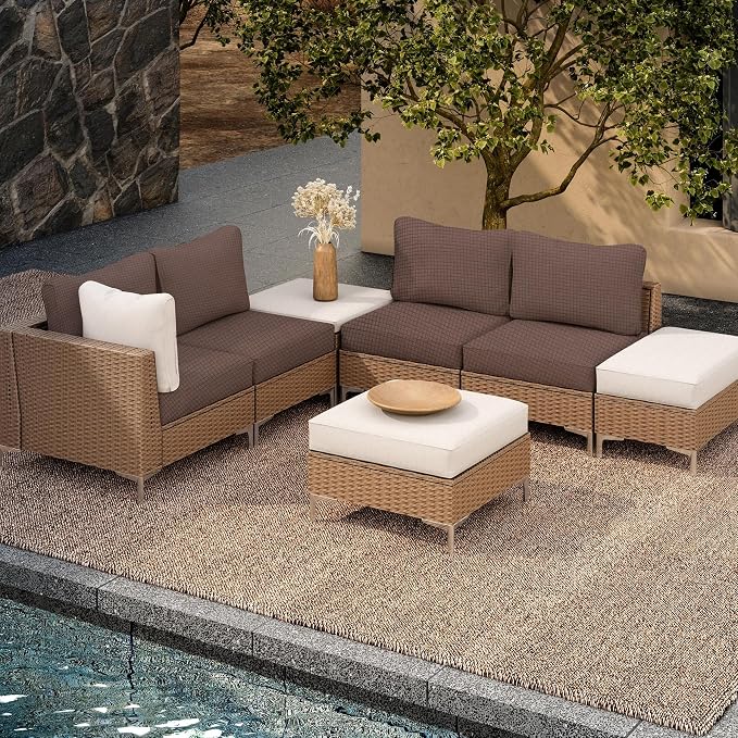 8Pcs Outdoor Cushion Covers, Patio Cushion Covers, Stretch Elastic Slipcovers - Image 5