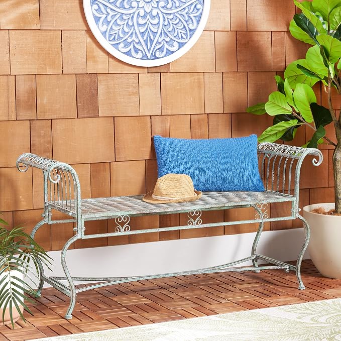 SAFAVIEH Outdoor Collection Brielle Victorian Scroll Antique Dark Green Wrought - Image 2