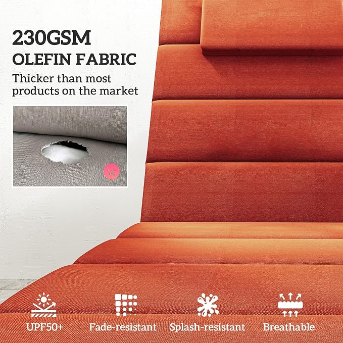 Outsunny Outdoor Lounge Chair Cushion Set of 2, Foldable Patio Chaise Lounge - Image 3