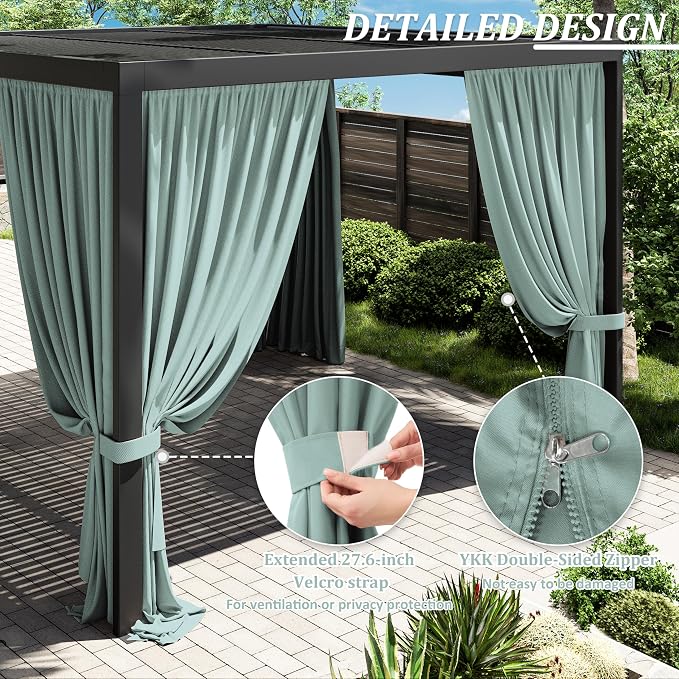 Gazebo Universal Replacement Privacy Curtain, 4-Panels Sidewall Curtains - Image 4