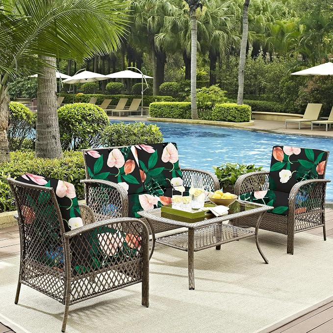 8Pcs Outdoor Cushion Covers, Patio Cushion Covers, Stretch Elastic Slipcovers - Image 4