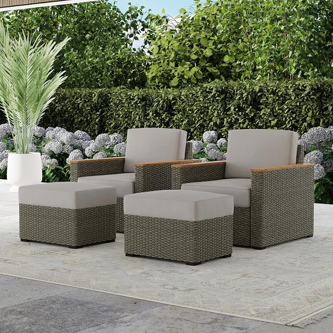 homestyles Boca Raton Brown Outdoor Ottoman - Image 9