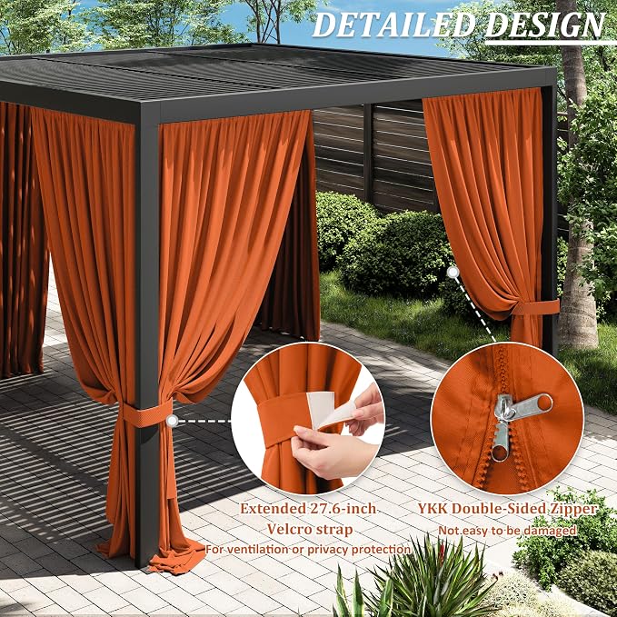 Gazebo Universal Replacement Privacy Curtain, 4-Panels Sidewall Curtains - Image 4