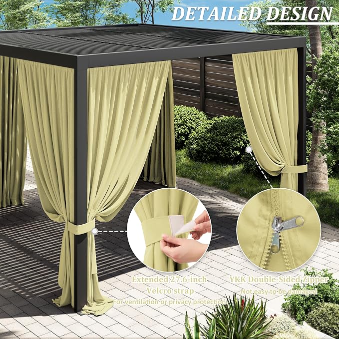 Gazebo Universal Replacement Privacy Curtain, 4-Panels Sidewall Curtains - Image 4