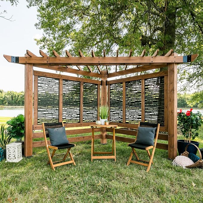 Backyard Discovery Verona 12' x 8' Cedar Wood Cabana Corner Pergola by BackyardDiscovery