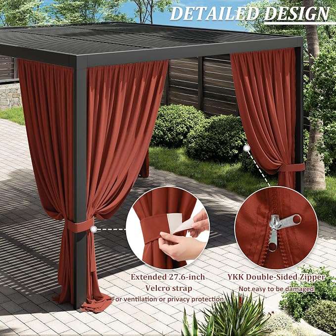 Gazebo Universal Replacement Privacy Curtain, 4-Panels Sidewall Curtains - Image 4
