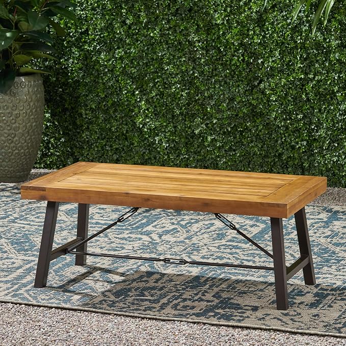 Christopher Knight Home Catriona Outdoor Acacia Wood Coffee Table, Teak Finish - Image 2