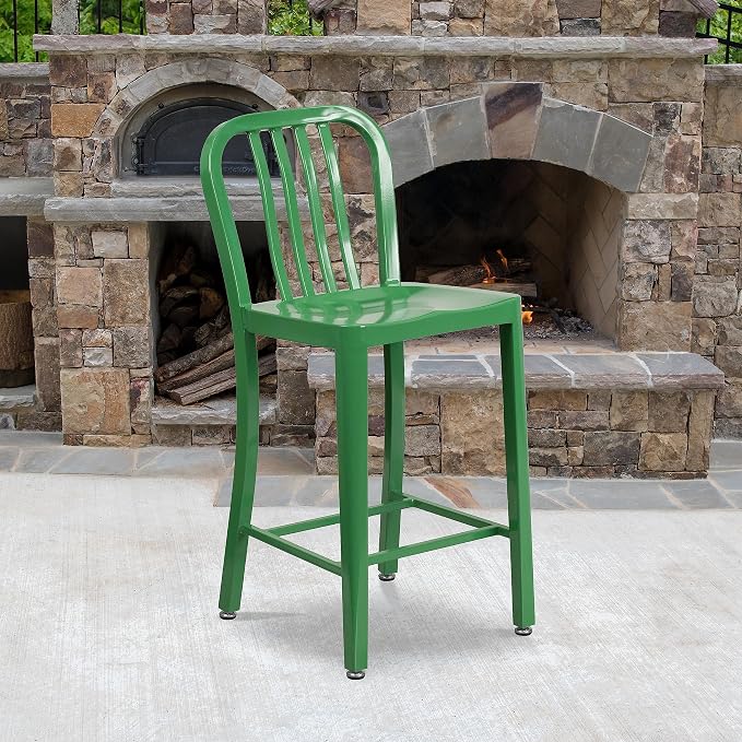 Flash Furniture Commercial Grade 24" High Green Metal Indoor-Outdoor Counter - Image 2
