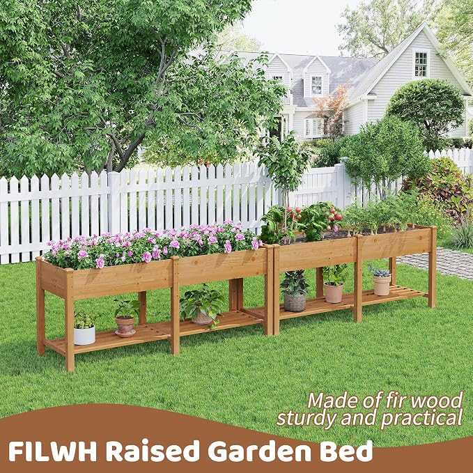 FILWH Raised Garden Bed with Legs Elevated Wooden Planter Box Stand Large - Image 5