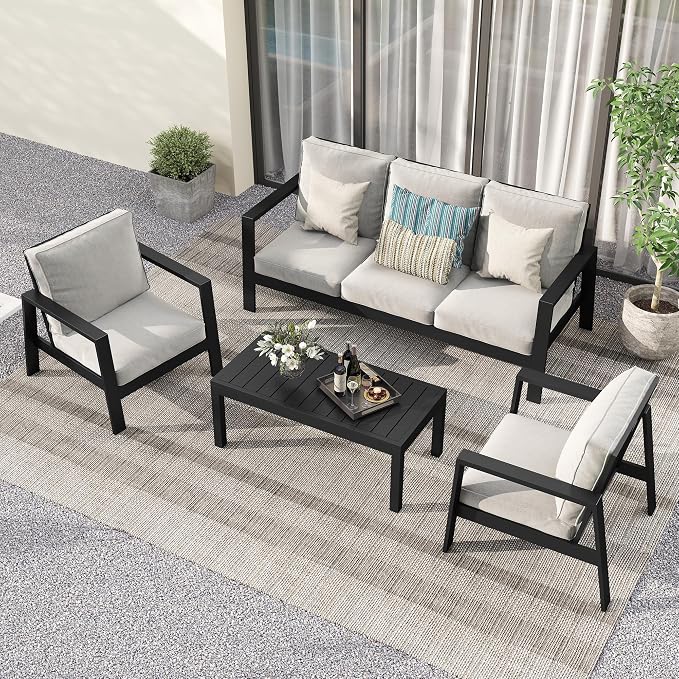 Wisteria Lane Aluminum Outdoor Coffee Table, Water-Resistant Metal Patio Side - Image 6