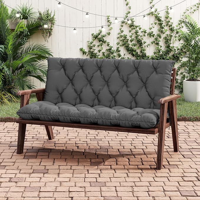 Porch Swing Cushion with Backrest 2-3 Seater Outdoor Bench Cushions Waterproof - Image 5