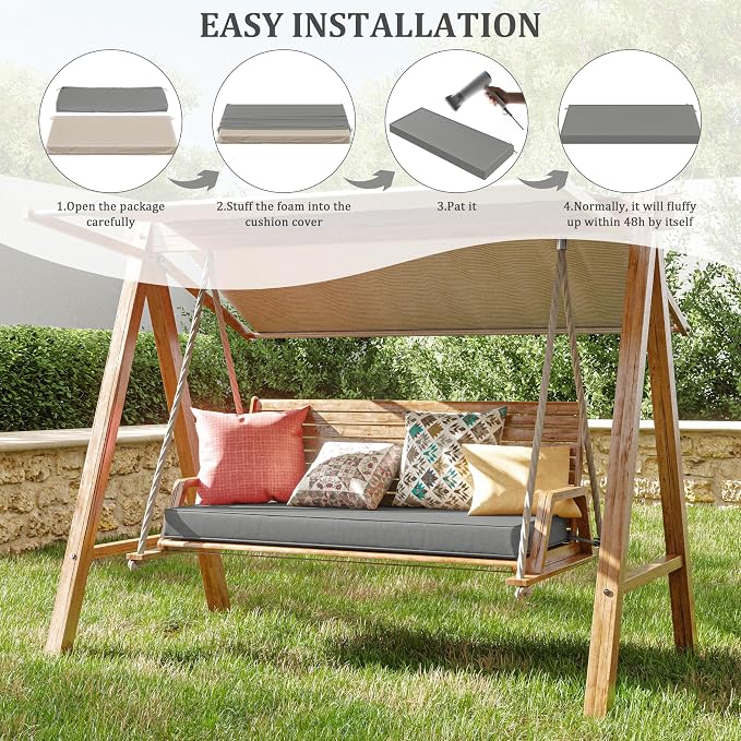 Premium Outdoor Bench Cushions for Patio Furniture 3.5inches Memory Foam Bench - Image 7